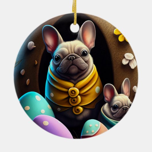 Schattige pug met paaseieren Een feestelijke en sn Keramisch Ornament (Achterkant)