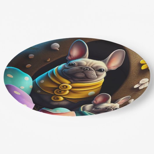 Schattige pug met paaseieren Een feestelijke en sn Papieren Bordje (Gekanteld)