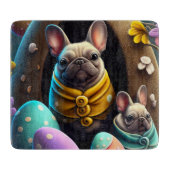 Schattige pug met paaseieren Een feestelijke en sn Snijplank (Voorkant)