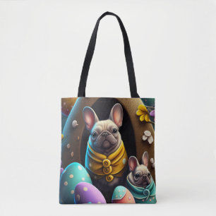 Schattige pug met paaseieren Een feestelijke en sn Tote Bag