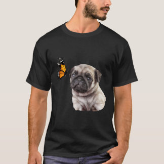 Schattige Pug Met Vlinder Hond Liefhebber Cadeaus T-shirt