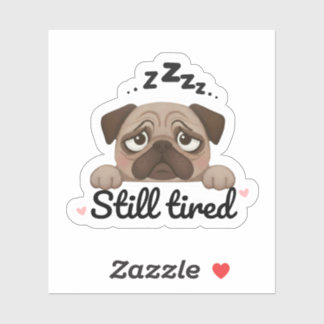 Schattige pug moe sticker
