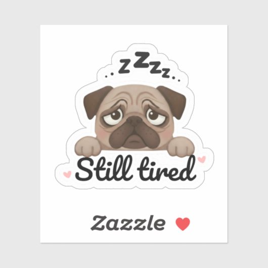 Schattige pug moe sticker (Vel)