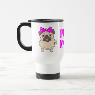 Schattige Pug Moeder Cartoon Puppy Hond Pugs Reisbeker