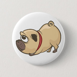 Schattige Pug Moeder Puppy Hond Vader Pugs Cartoon Ronde Button 5,7 Cm