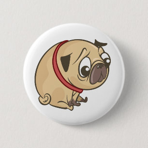 Schattige Pug Moeder Puppy Hond Vader Pugs Cartoon Ronde Button 5,7 Cm