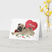 Schattige Pug Mom Ontwerp Kaart (Gele Bloem)