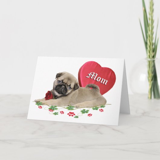 Schattige Pug Mom Ontwerp Kaart (Voorkant)