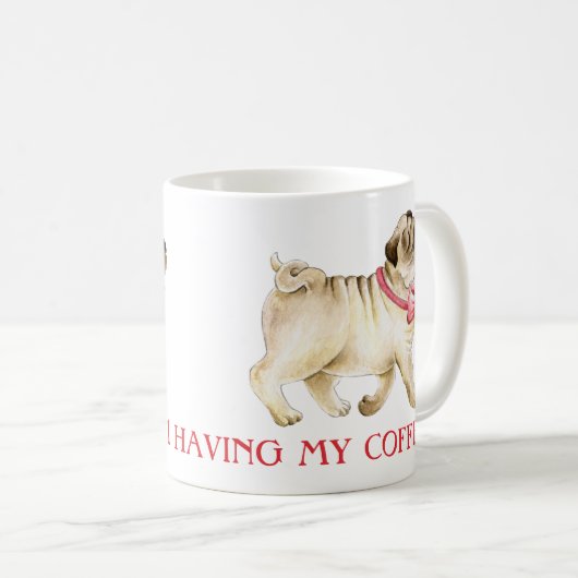 Schattige pug off Ik ben met mijn koffiehond water Koffiemok (Voorkant rechts)