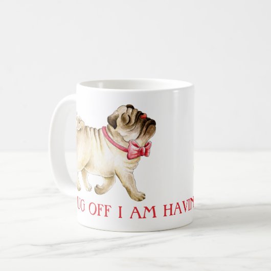 Schattige pug off Ik ben met mijn koffiehond water Koffiemok (Voorkant links)