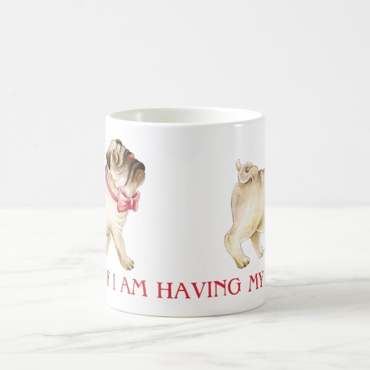 Schattige pug off Ik ben met mijn koffiehond water Koffiemok (Center)
