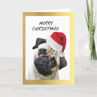 "Schattige Pug" ontwerp kerstkaarten Feestdagen Kaart