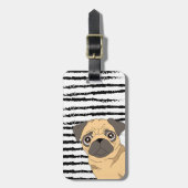 Schattige Pug patroon ontwerp Monogram Bagagelabel (Voorkant verticaal)