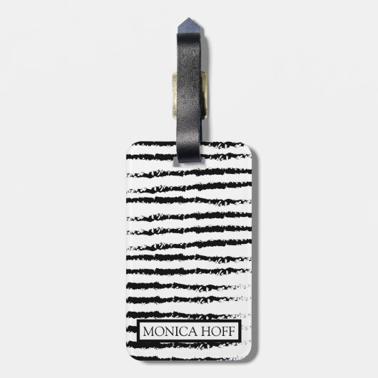 Schattige Pug patroon ontwerp Monogram Bagagelabel (Achterkant verticaal)