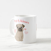 Schattige Pug "Pugs and Kisses" Aangepaste foto Koffiemok (Voorkant links)