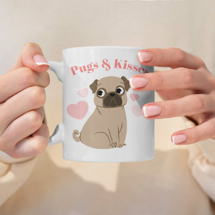 Schattige Pug "Pugs and Kisses" Aangepaste foto Koffiemok