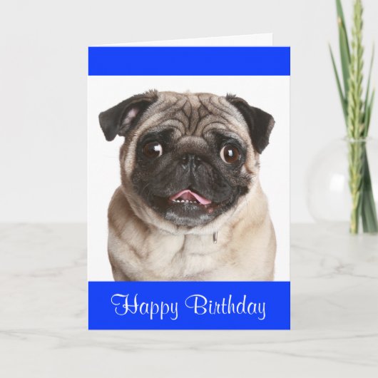 Schattige Pug Puppy Dog Happy Birthday Wenskaart Kaart (Voorkant)
