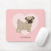 Schattige Pug Puppy gepersonaliseerd Muismat (Met muis)