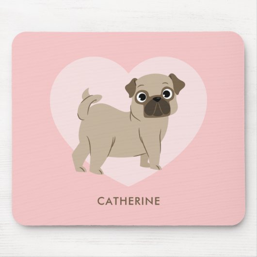 Schattige Pug Puppy gepersonaliseerd Muismat (Voorkant)