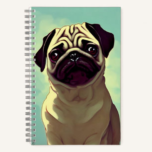 Schattige Pug Puppy of Dog Cutest Animal Portret Notitieboek