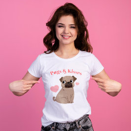 Schattige Pug Puppy "Pugs and Kisses" T-shirt