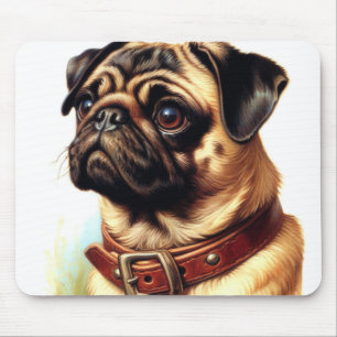 Schattige Pug Retro Schilderen Muismat