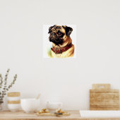Schattige Pug Retro Schilderen Poster (Keuken)