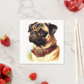 Schattige Pug Retro Schilderen Servet (Insitu)