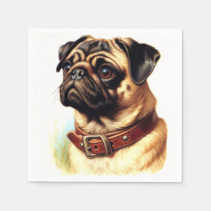 Schattige Pug Retro Schilderen Servet