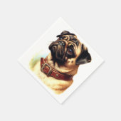 Schattige Pug Retro Schilderen Servet (Hoek)