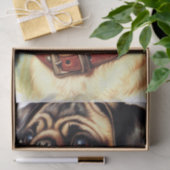 Schattige Pug Retro Schilderen Tissuepapier (Geschenk)