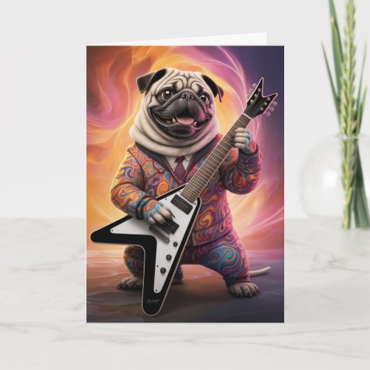 Schattige Pug Rockster Kaart (Voorkant)