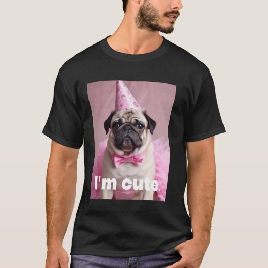 Schattige Pug Roze T-shirt (Voorkant)