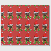 Schattige Pug Santa Hat Christmas Cadeaupapier (Vlak)