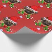 Schattige Pug Santa Hat Christmas Cadeaupapier (Hoek)