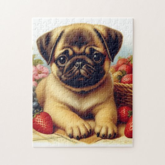 Schattige Pug schilderij Legpuzzel (Verticaal)