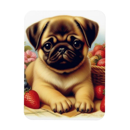 Schattige Pug schilderij Magneet (Verticaal)
