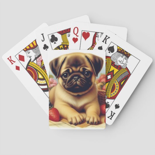 Schattige Pug schilderij Pokerkaarten (Achterkant)