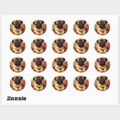 Schattige Pug schilderij Ronde Sticker (Vel)