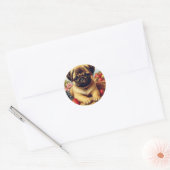 Schattige Pug schilderij Ronde Sticker (Envelop)