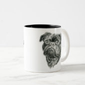 Schattige Pug Two-Tone Coffee Mok (Voorkant rechts)