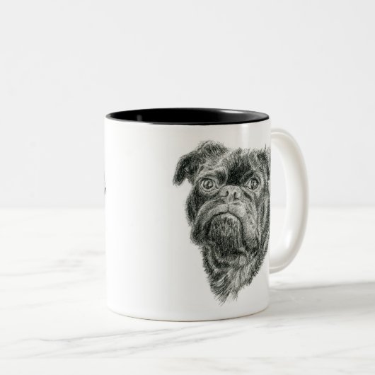 Schattige Pug Two-Tone Coffee Mok (Voorkant rechts)