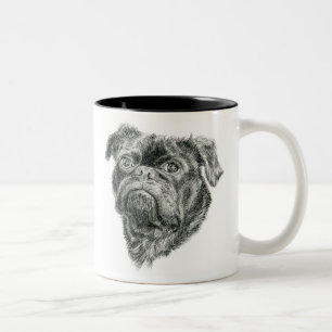 Schattige Pug Two-Tone Coffee Mok
