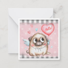 Schattige Pug Valentijnsdag Notitiekaartje