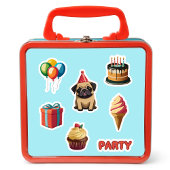 Schattige Pug verjaardagsfeestje Sticker