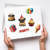 Schattige Pug verjaardagsfeestje Sticker