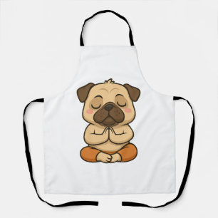 Schattige pug yoga meditatie relaxatie cartoon schort