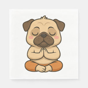 Schattige pug yoga meditatie relaxatie cartoon servet