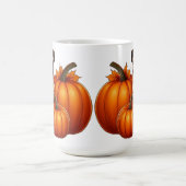 Schattige Pug Zittend Naast Pompoenen En Bladeren Koffiemok (Center)