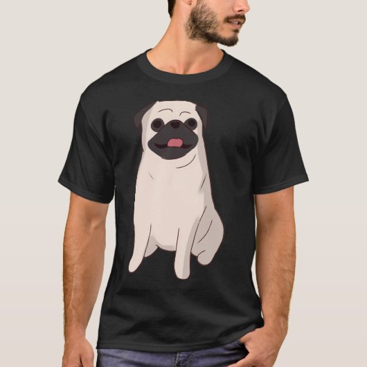 Schattige Pug zittend T-shirt (Voorkant)